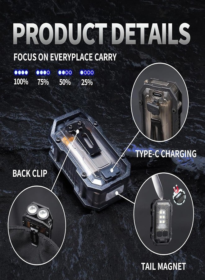 Pivdo EDC Flashlight Mini 1000 Lumens, Small Torch COB LED Light, Rechargeable USB Pocket Keychain with Magnetic Base, Powerful Camping Key Chain Spinner Torch, Compact Size for Everyday Carry - Image 5